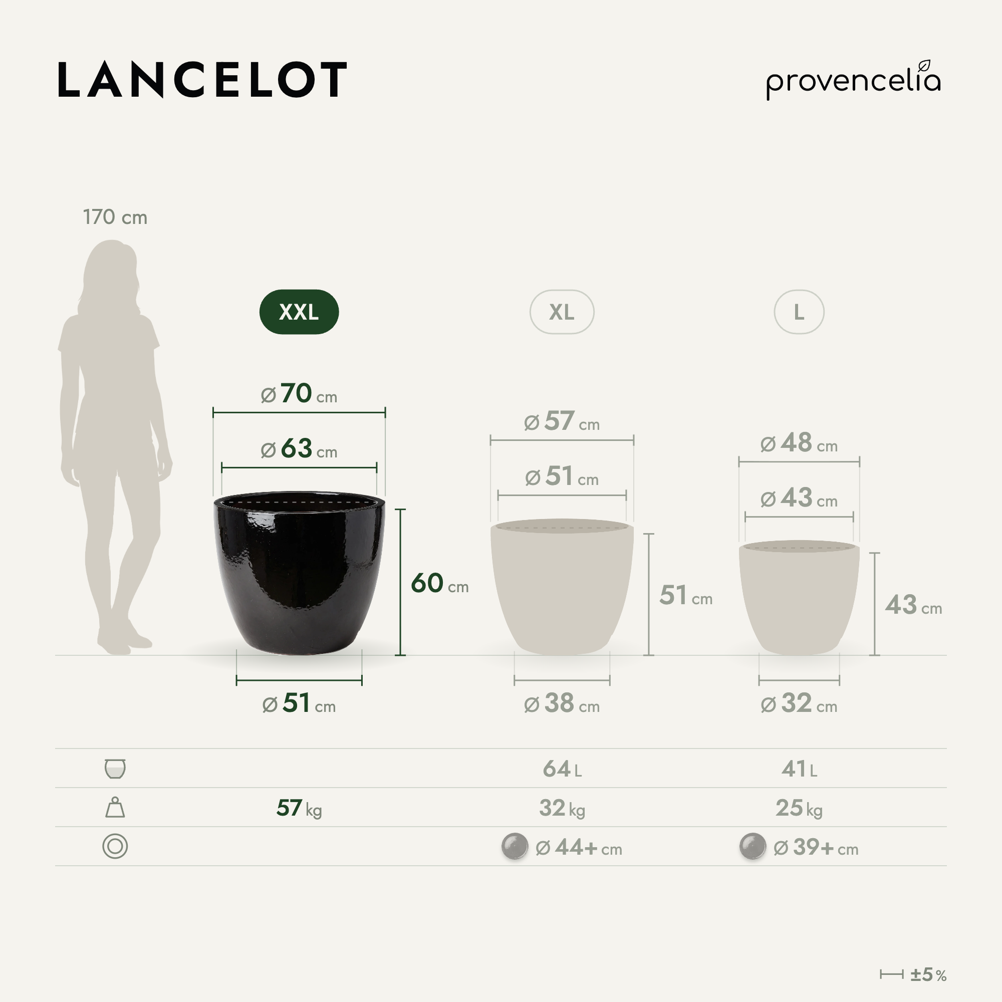 Provencelia - Pot LANCELOT 70x60cm noir - Image 2