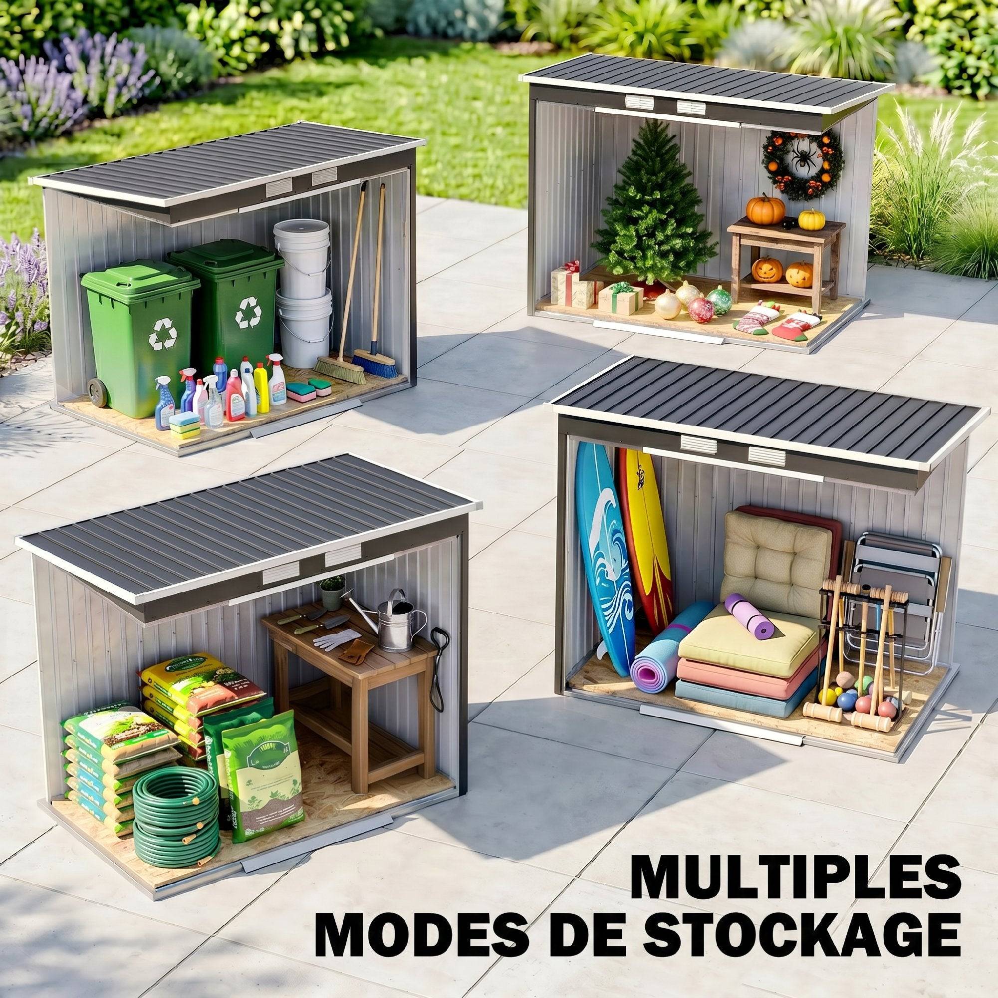 Helloshop26 - Abri de jardin rangement 213 x 130 x 172 cm toit incliné ventilation moderne industriel en acier galvanisé gris foncé - Image 6