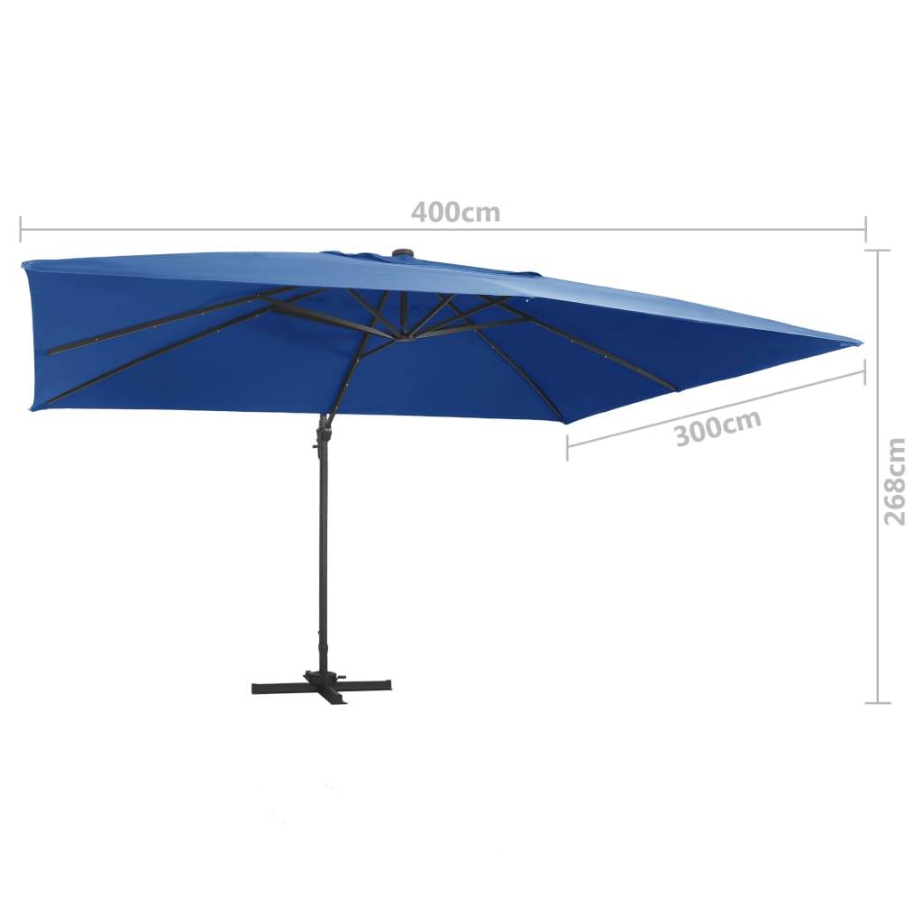 Helloshop26 - Parasol déporté avec lumières led aluminium 400 x 300cm bleu - Image 8