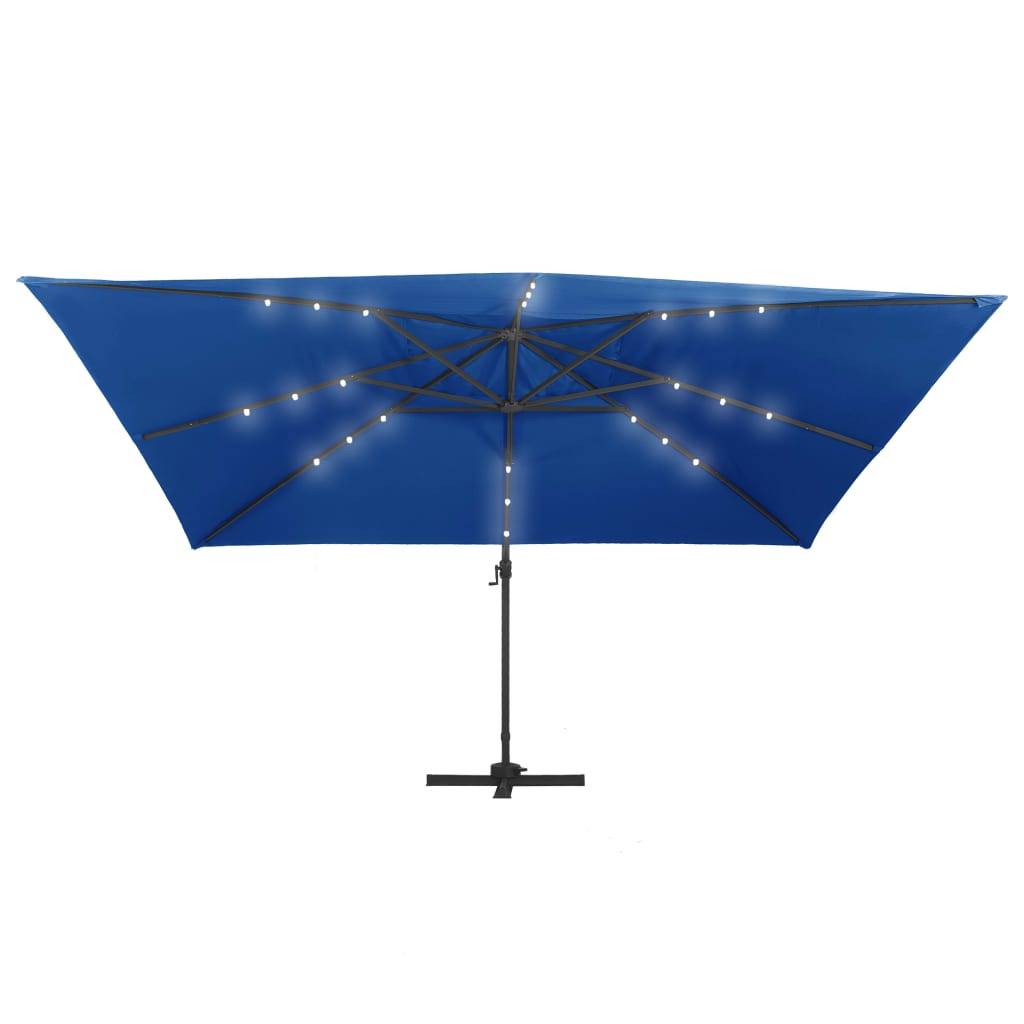 Helloshop26 - Parasol déporté avec lumières led aluminium 400 x 300cm bleu - Image 4