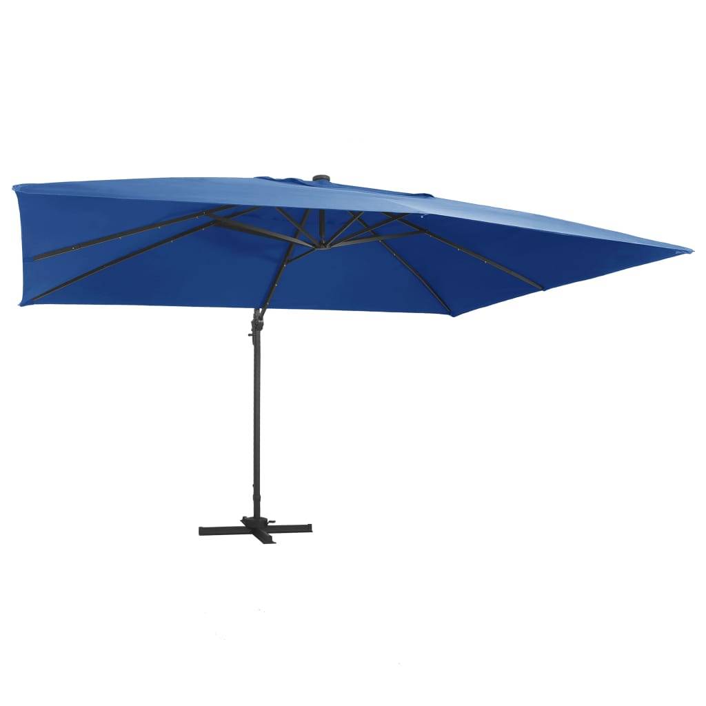 Helloshop26 - Parasol déporté avec lumières led aluminium 400 x 300cm bleu - Image 1