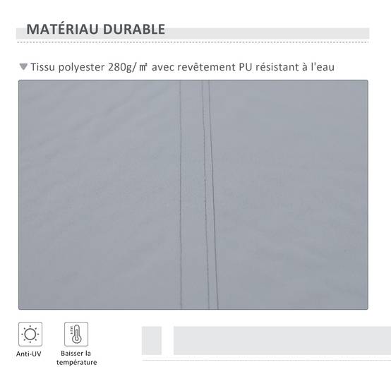 Store Banne Manuel Rétractable 295 x 245 cm avec Manivelle, Angle 45°–85°, Aluminium et Polyester 280 g/m², Terrasse/Balcon, Gris - Image 8