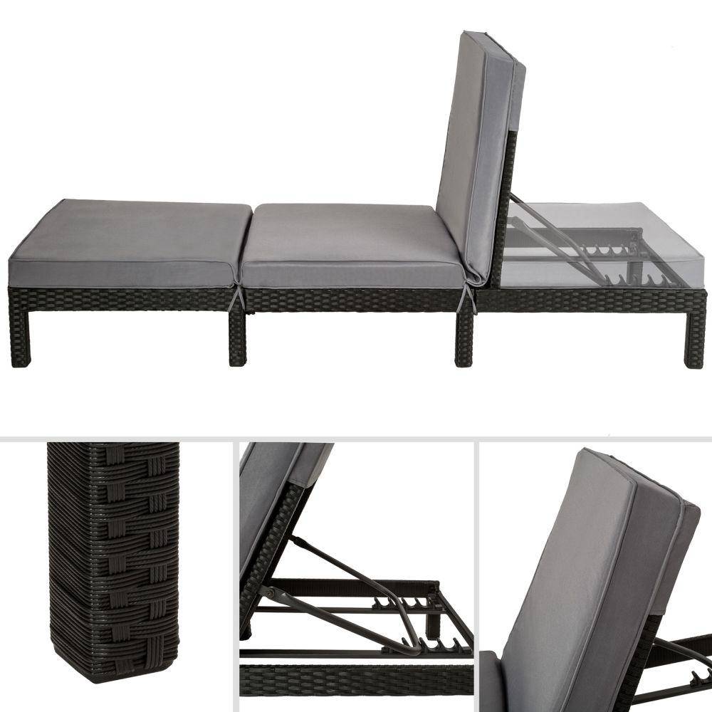 Helloshop26 - Bain de soleil chaise longue transat meuble jardin 5 positions noir - Image 2