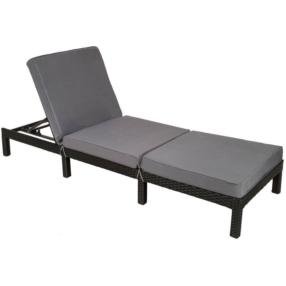 Helloshop26 - Bain de soleil chaise longue transat meuble jardin 5 positions noir - Image 1