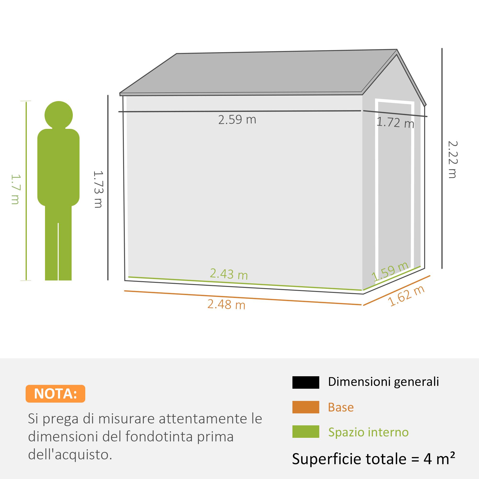 Abri de jardin acier galvanisé polypropylène 259x172x222 cm avec fenêtre, rangement extérieur gris blanc - Image 5