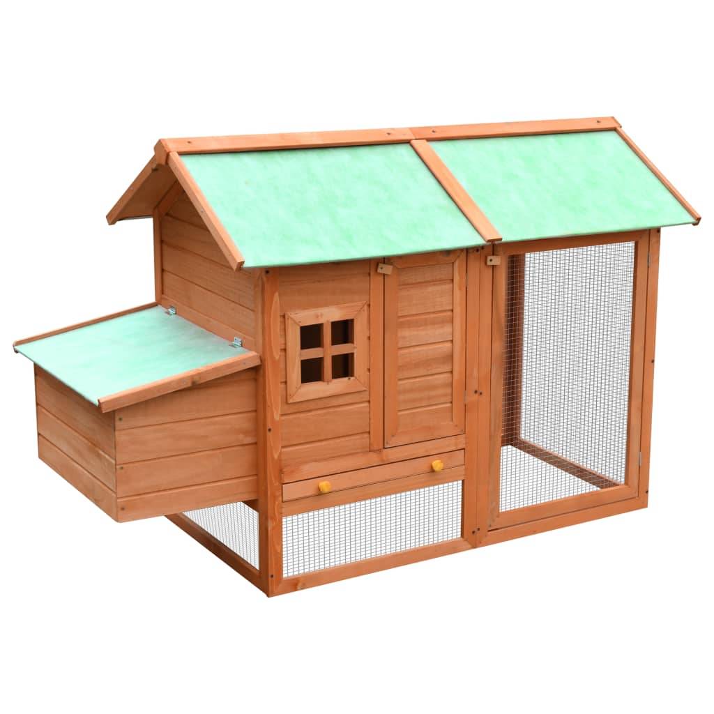 Poulailler bois de pin massif et sapin 170 x 81 x 110 cm marron et vert - Image 1
