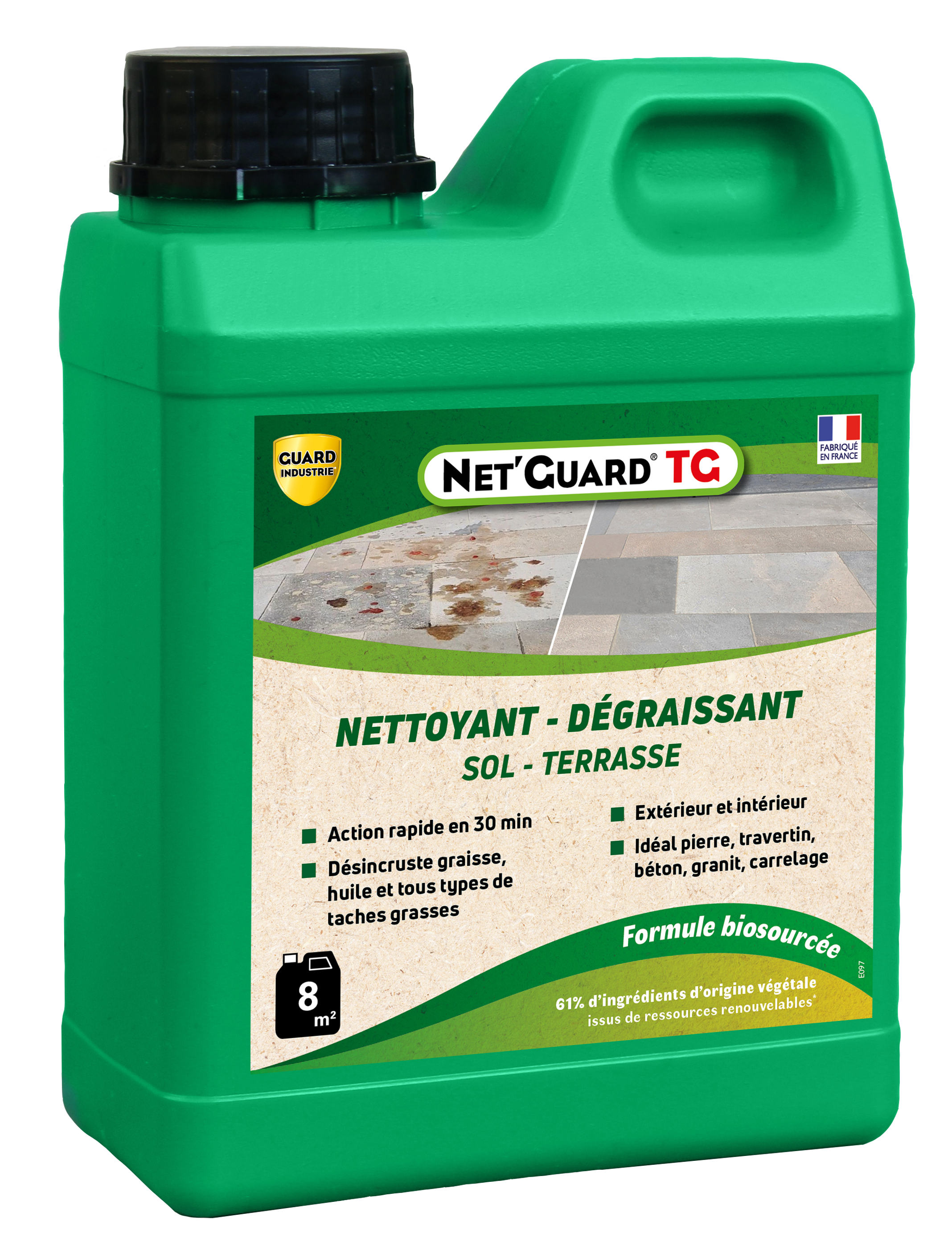 Nettoyant Désincrustant Gras Saletés Net Guard Tache Grasse Formule Végétale Action 30 Min Toute Pierre Travertin Marbre 1L 8m2 - Image 1