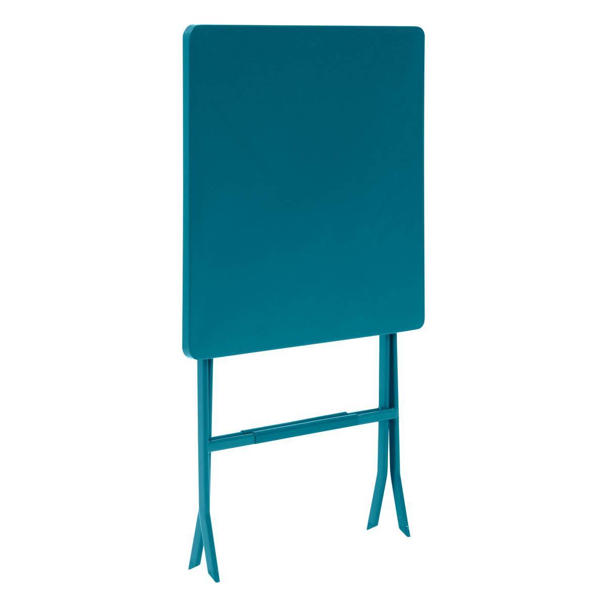 Hesperide - Table haute pliante de jardin "Greensboro" bleu canard 2 places en acier traité époxy Hespéride - Image 3