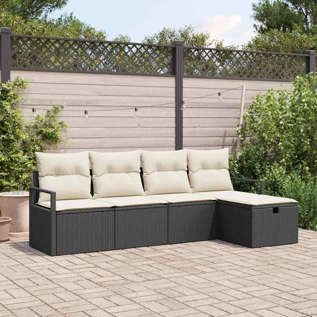 Salon Jardin 5 pcs Polyrotin Noir avec Canapés Larges et Rangement pour Confort Extérieur Zen – ComfortXL Outdoor Living - Image 1