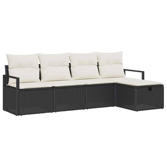Salon Jardin 5 pcs Polyrotin Noir avec Canapés Larges et Rangement pour Confort Extérieur Zen – ComfortXL Outdoor Living - Image 2