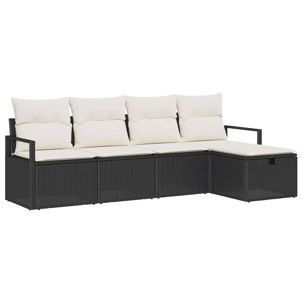 Salon Jardin 5 pcs Polyrotin Noir avec Canapés Larges et Rangement pour Confort Extérieur Zen – ComfortXL Outdoor Living - Image 2