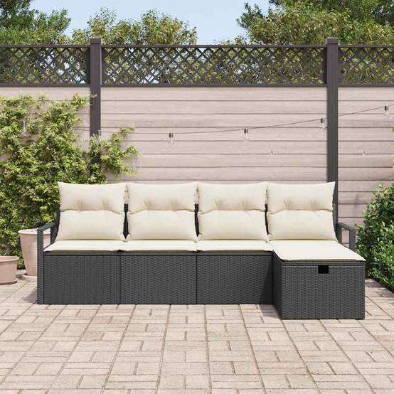 Salon Jardin 5 pcs Polyrotin Noir avec Canapés Larges et Rangement pour Confort Extérieur Zen – ComfortXL Outdoor Living - Image 3