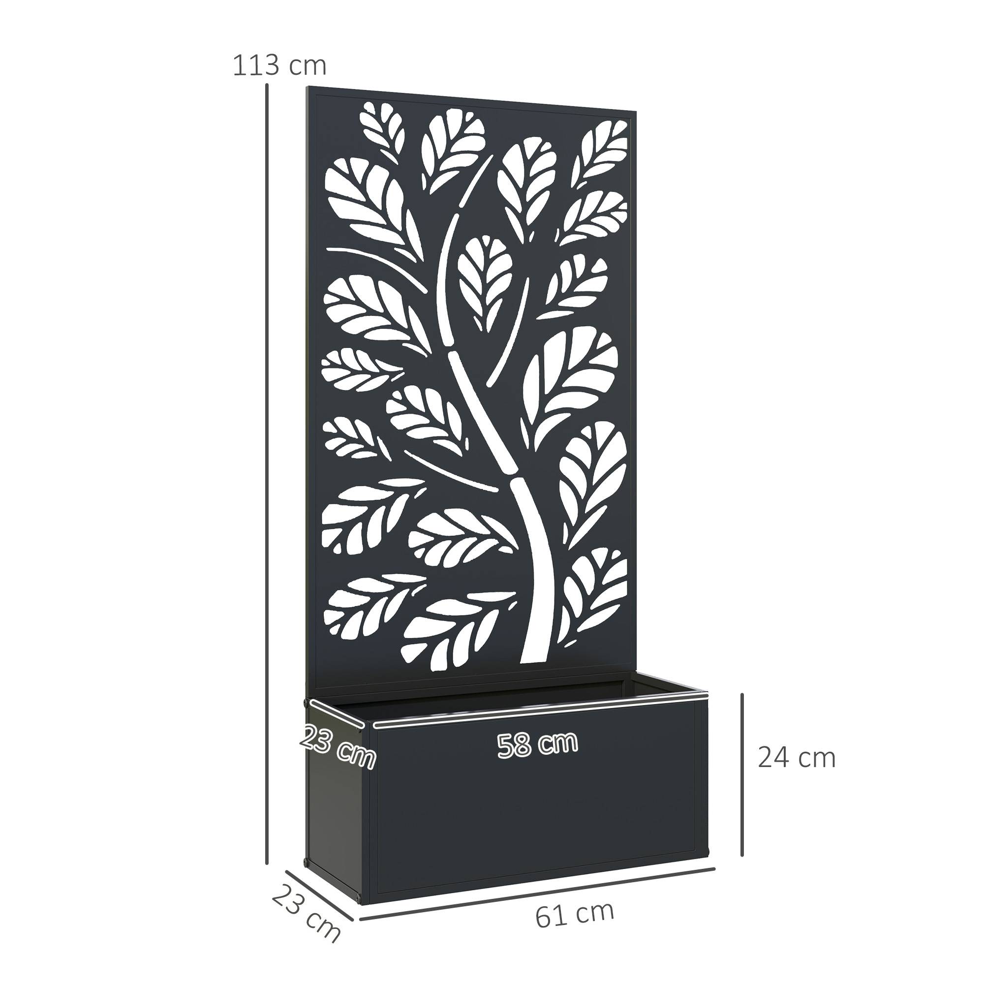 Jardinière avec brise-vue paravent treillis pour Plante Grimpante, bac à Fleurs - dim. 61L x 23l x 113H cm - Image 5