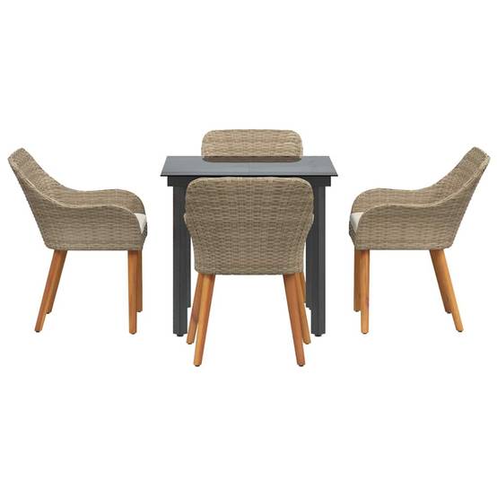 Ensemble Table et Chaises de Jardin 5 Pièces 4 Places en Polyrotin Beige – ComfortXL Outdoor Living - Image 7