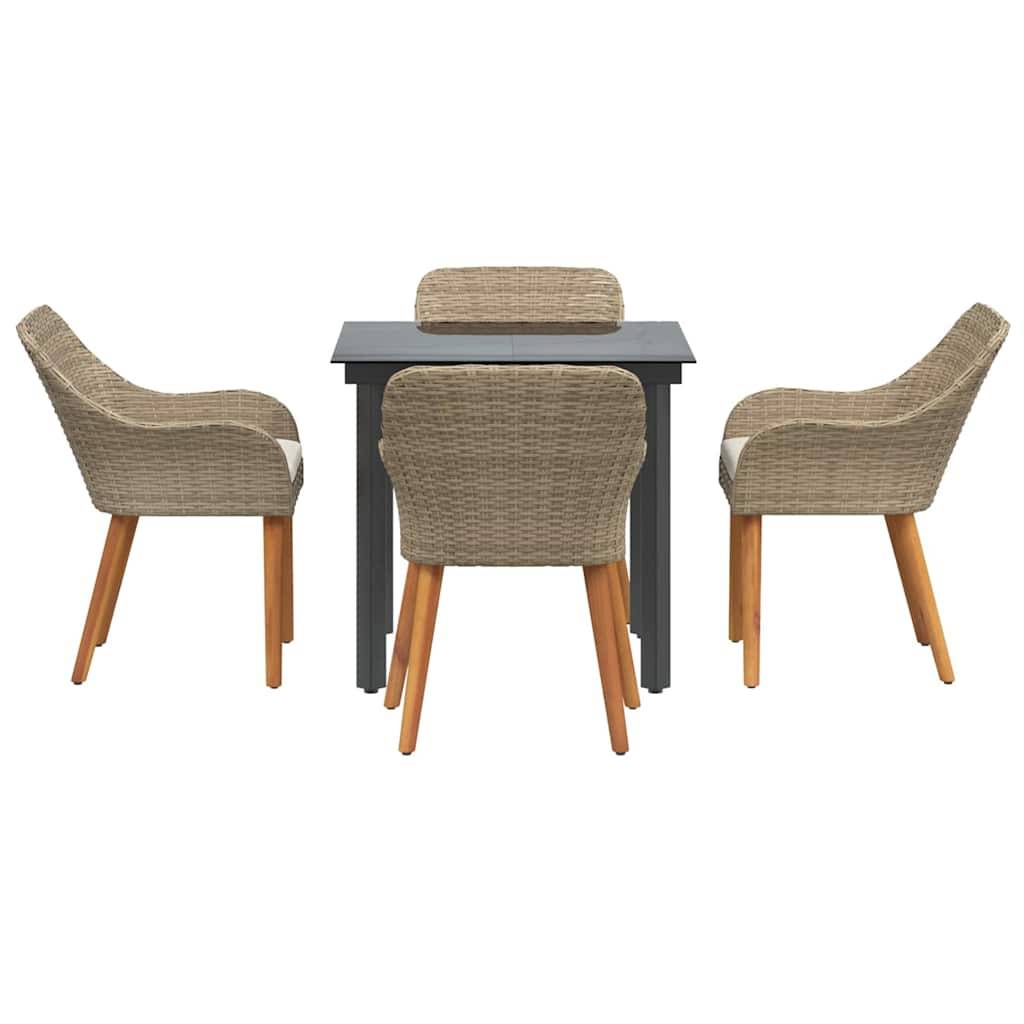 Ensemble Table et Chaises de Jardin 5 Pièces 4 Places en Polyrotin Beige – ComfortXL Outdoor Living - Image 7