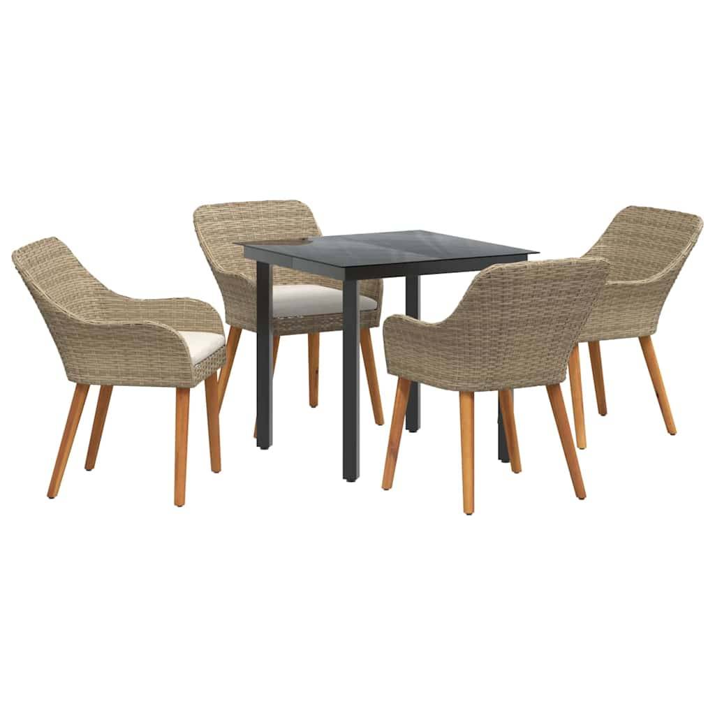 Ensemble Table et Chaises de Jardin 5 Pièces 4 Places en Polyrotin Beige – ComfortXL Outdoor Living - Image 2
