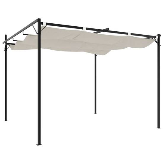 Pergola - Tonnelle de jardin avec toit rétractable crème 295x292x230 cm il193 - Image 5