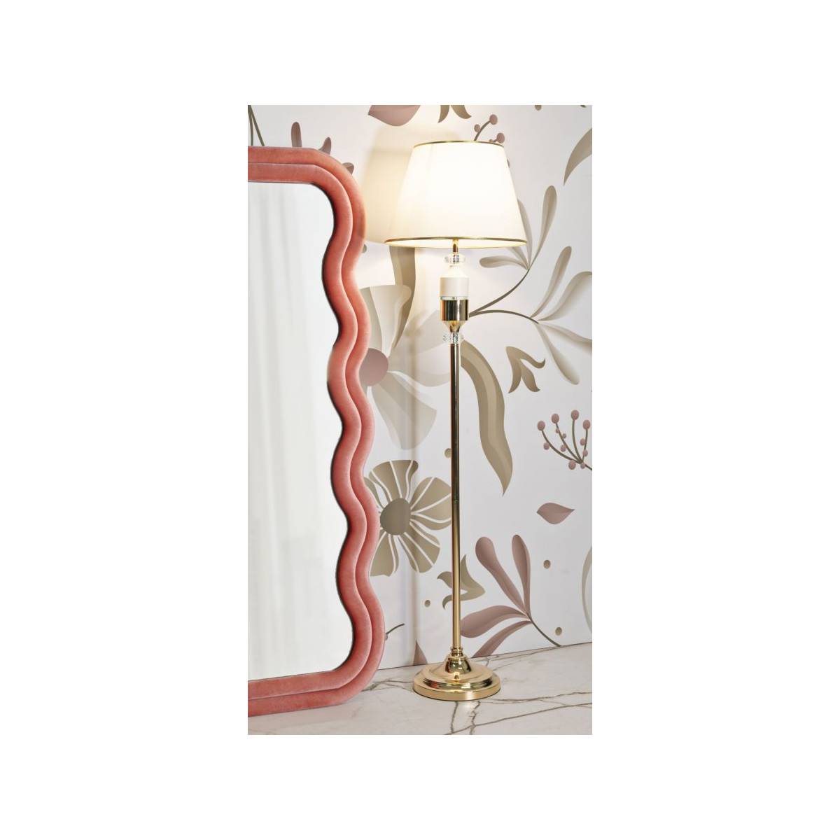 Paris Prix - Lampadaire Design "Gipsy" 160cm Or & Blanc - Image 6