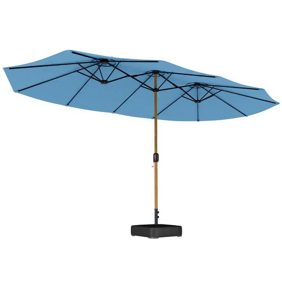 Parasol de jardin double 5x3 m parasol d'extérieur avec base - Polyester Bleu fr245 - Image 1