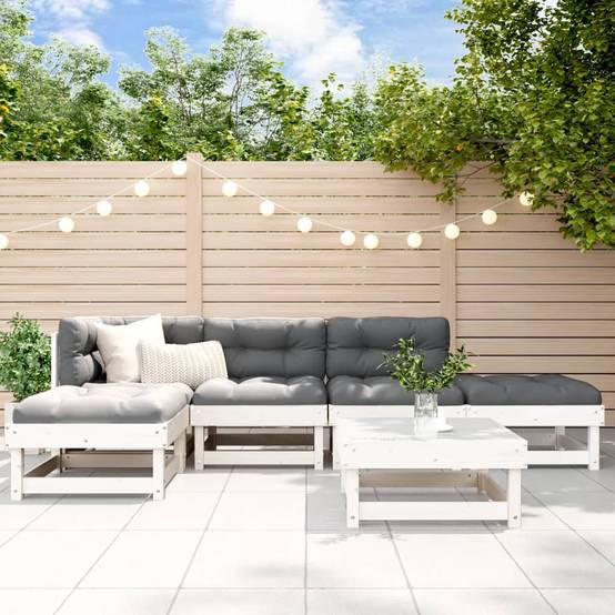 Vidaxl - Salon de jardin 6 pcs Blanc Bois de pin massif vidaXL 3186306 - Image 1