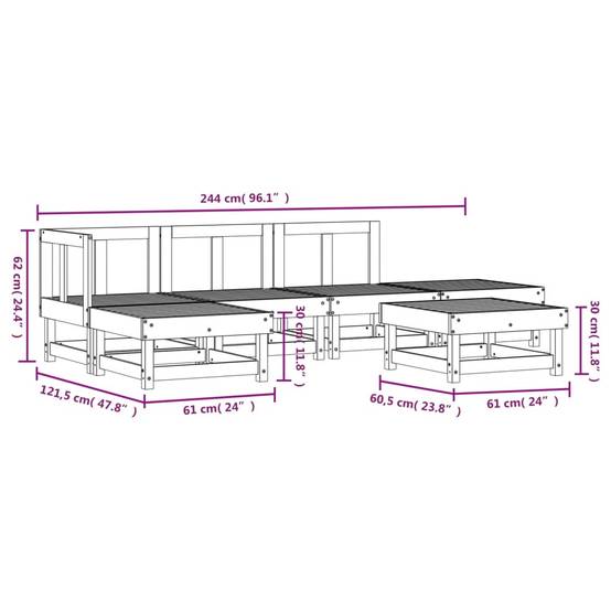 Vidaxl - Salon de jardin 6 pcs Blanc Bois de pin massif vidaXL 3186306 - Image 3