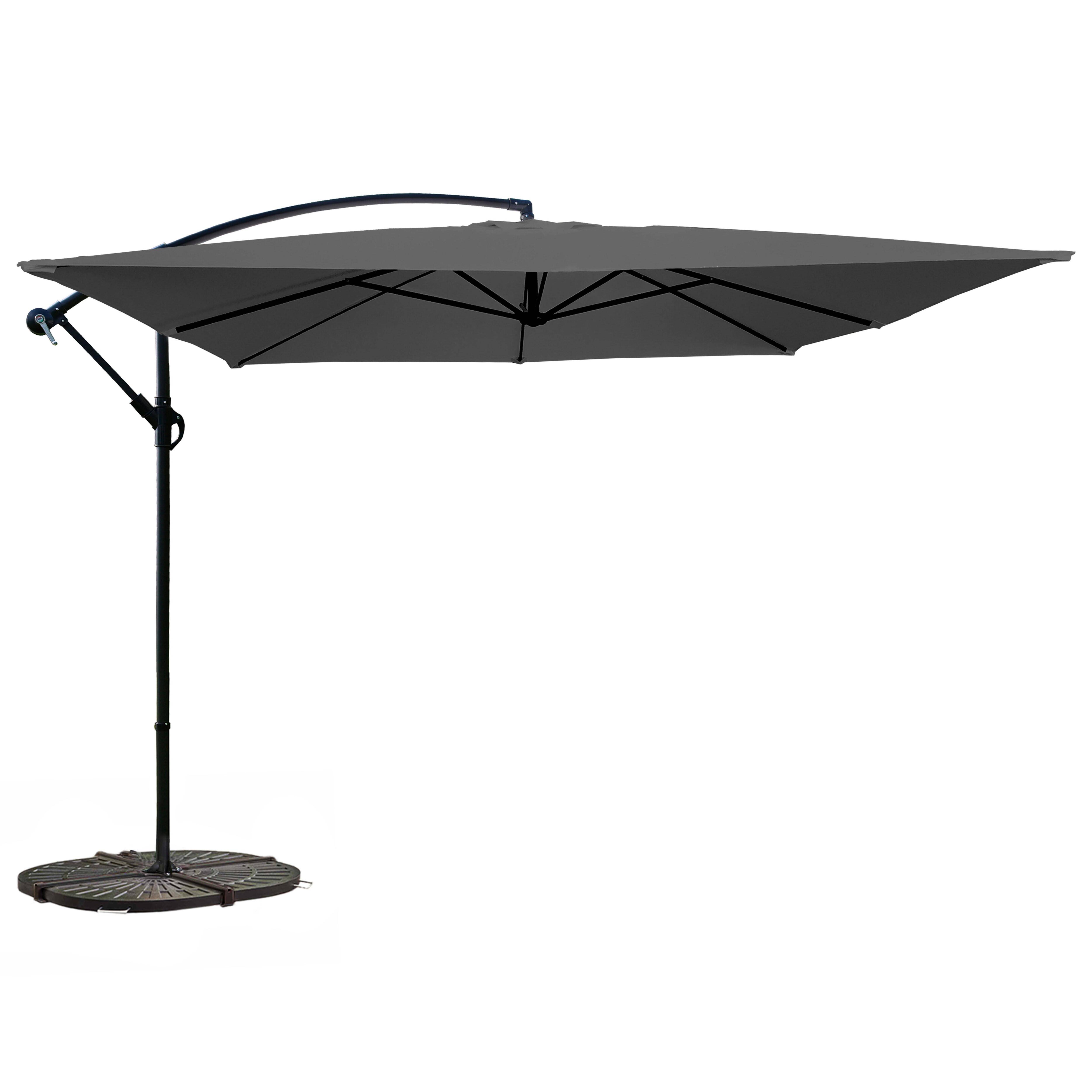 Oviala - Parasol déporté 3x3m et 4 dalles à lestées gris Genova - Oviala - Image 1