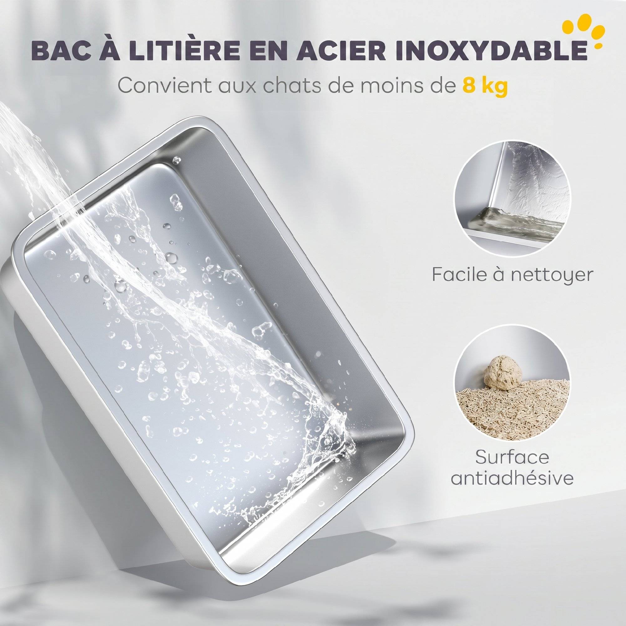 ComfortXL - Bac à litière fermé acier inoxydable 60,4x40,4x41,8 cm gris clair double accès - ComfortXL Outdoor Living - Image 5