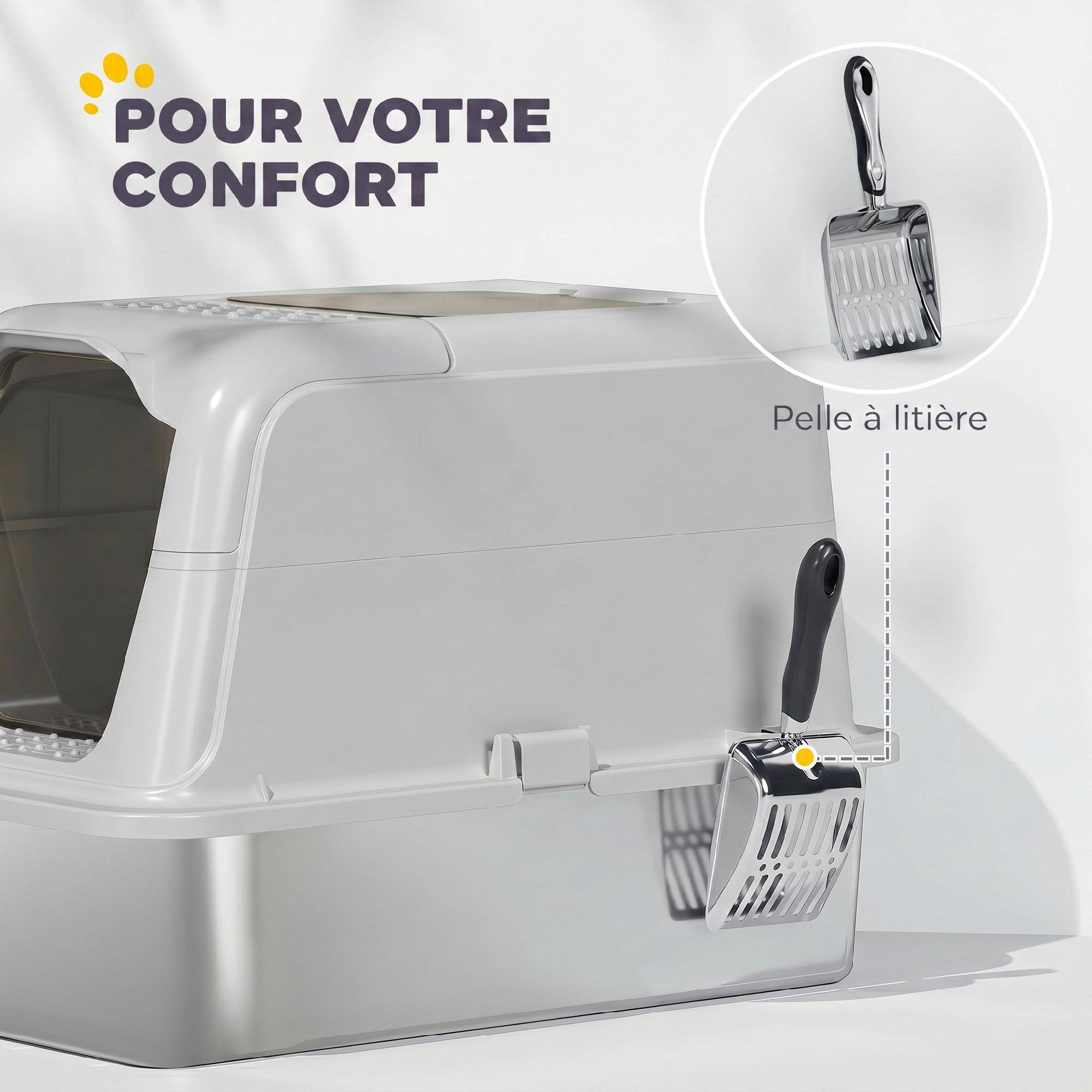 ComfortXL - Bac à litière fermé acier inoxydable 60,4x40,4x41,8 cm gris clair double accès - ComfortXL Outdoor Living - Image 8