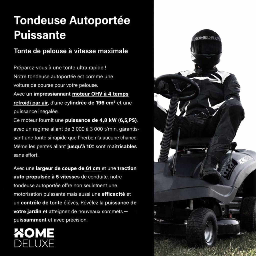 Home Deluxe - Tondeuse à gazon autoportée HOME DELUXE Reaper - moteur 4,5 kW (6,5 CV) - panier de 150 litres - Home Deluxe - Image 7