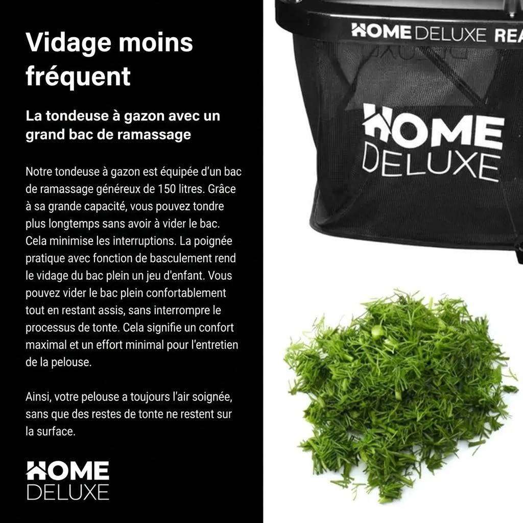 Home Deluxe - Tondeuse à gazon autoportée HOME DELUXE Reaper - moteur 4,5 kW (6,5 CV) - panier de 150 litres - Home Deluxe - Image 5