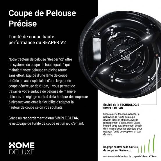 Home Deluxe - Tondeuse à gazon autoportée HOME DELUXE Reaper - moteur 4,5 kW (6,5 CV) - panier de 150 litres - Home Deluxe - Image 4