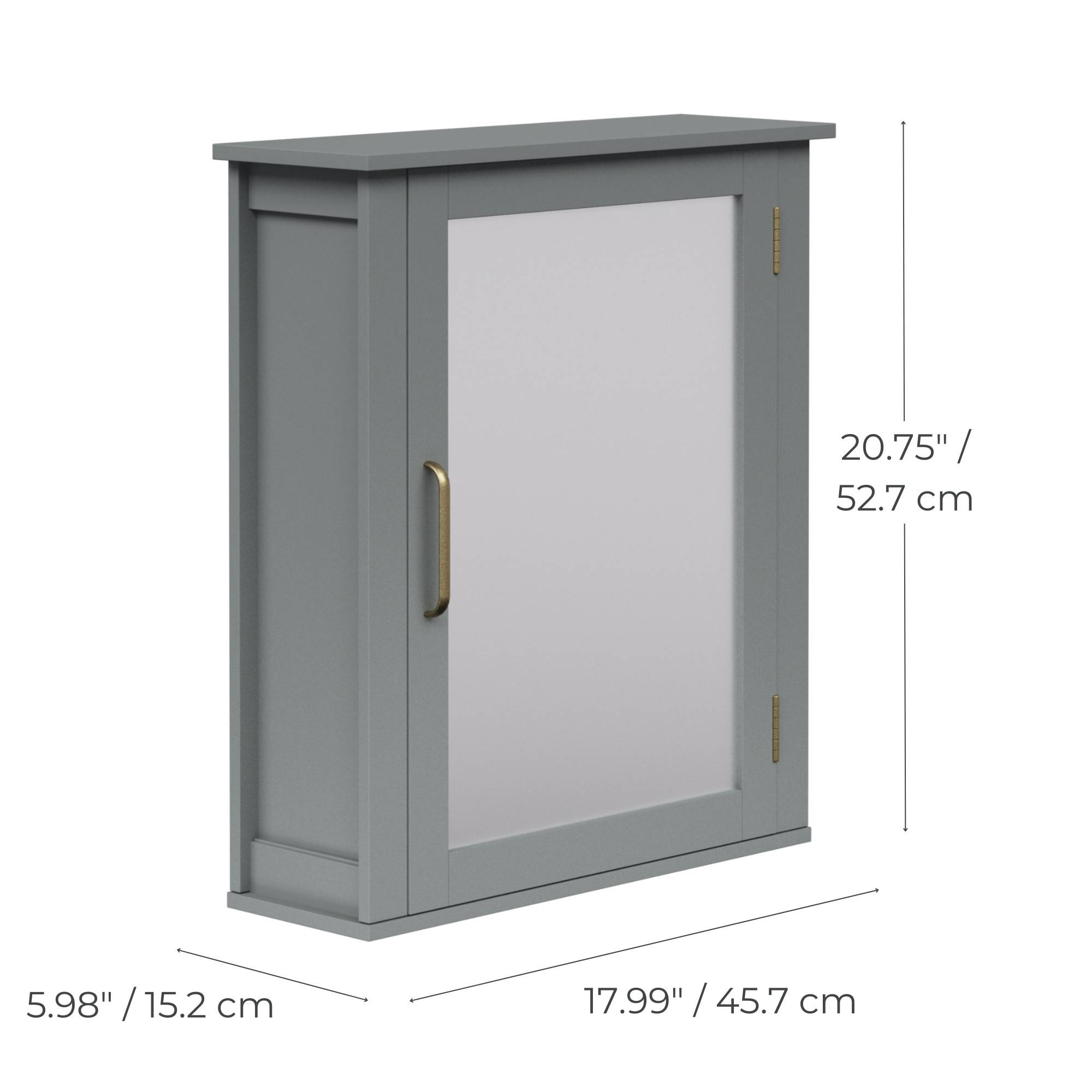 Teamson Home - Armoire murale de salle de bain en effet bois gris avec porte-miroir Teamson Home - Image 4