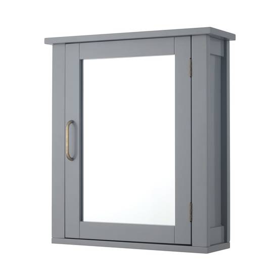 Teamson Home - Armoire murale de salle de bain en effet bois gris avec porte-miroir Teamson Home - Image 2