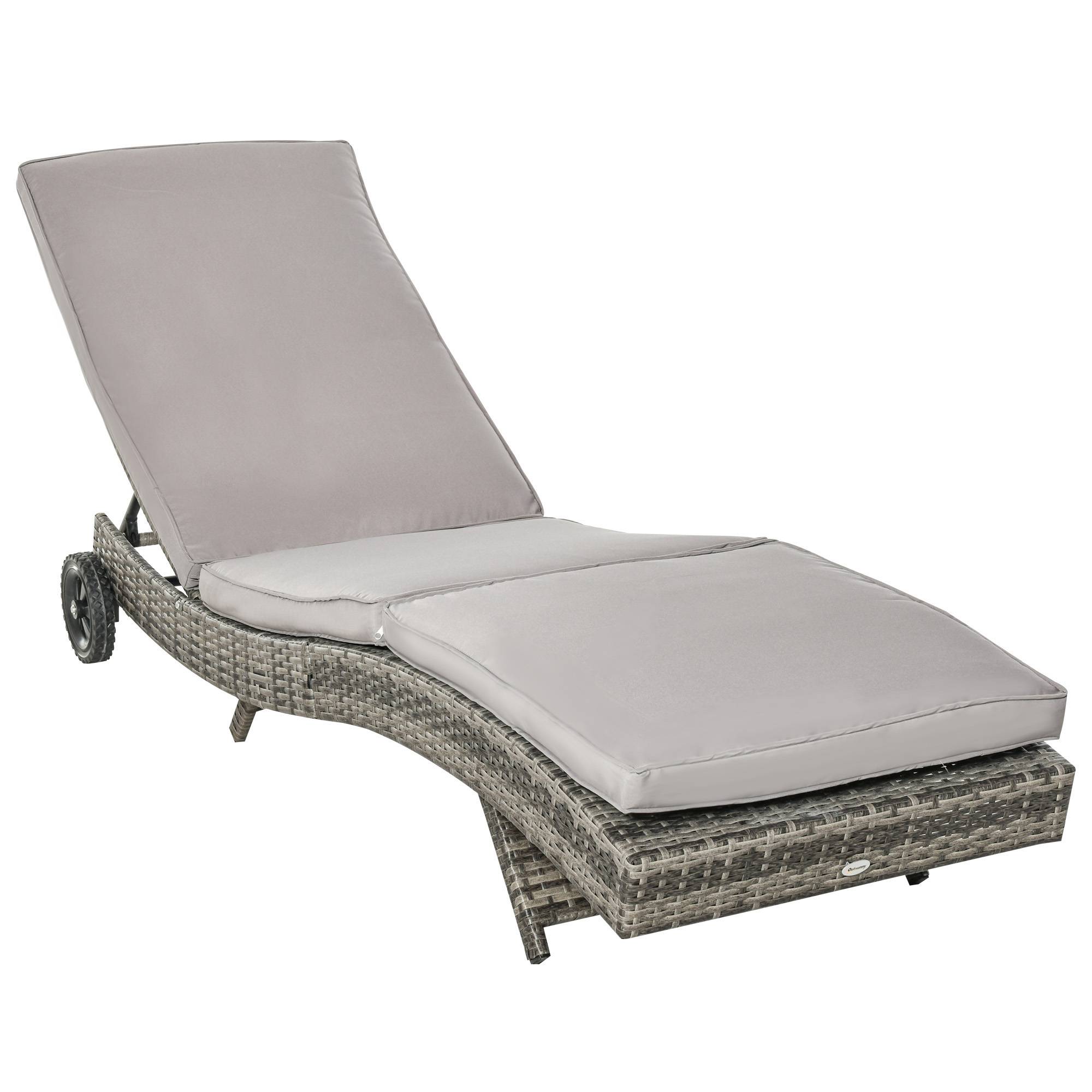 ComfortXL - Bain de Soleil à Roulettes Résine Tressée Acier Jardin Piscine Détente 207x70x70cm Gris - ComfortXL Outdoor Living - Image 2