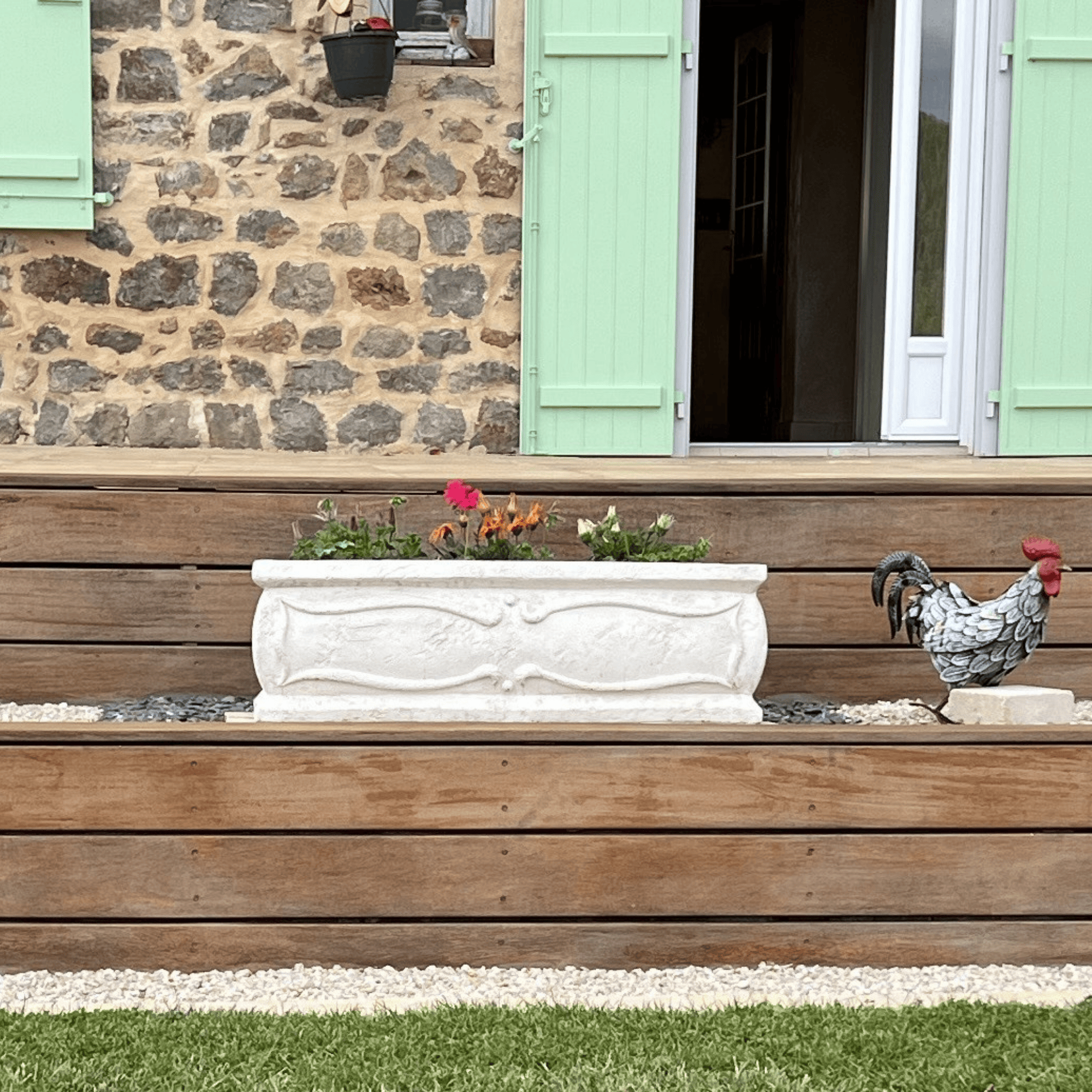 Jardinière en Pierre Rectangulaire 100 x 50 x 30 cm Vérone - Image 2