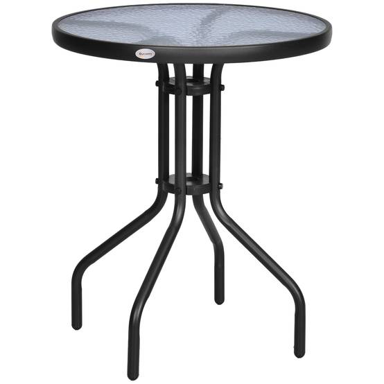 ComfortXL - Table de jardin ronde métal et verre trempé pour balcon Ø60x70 cm noir - ComfortXL Outdoor Living - Image 2