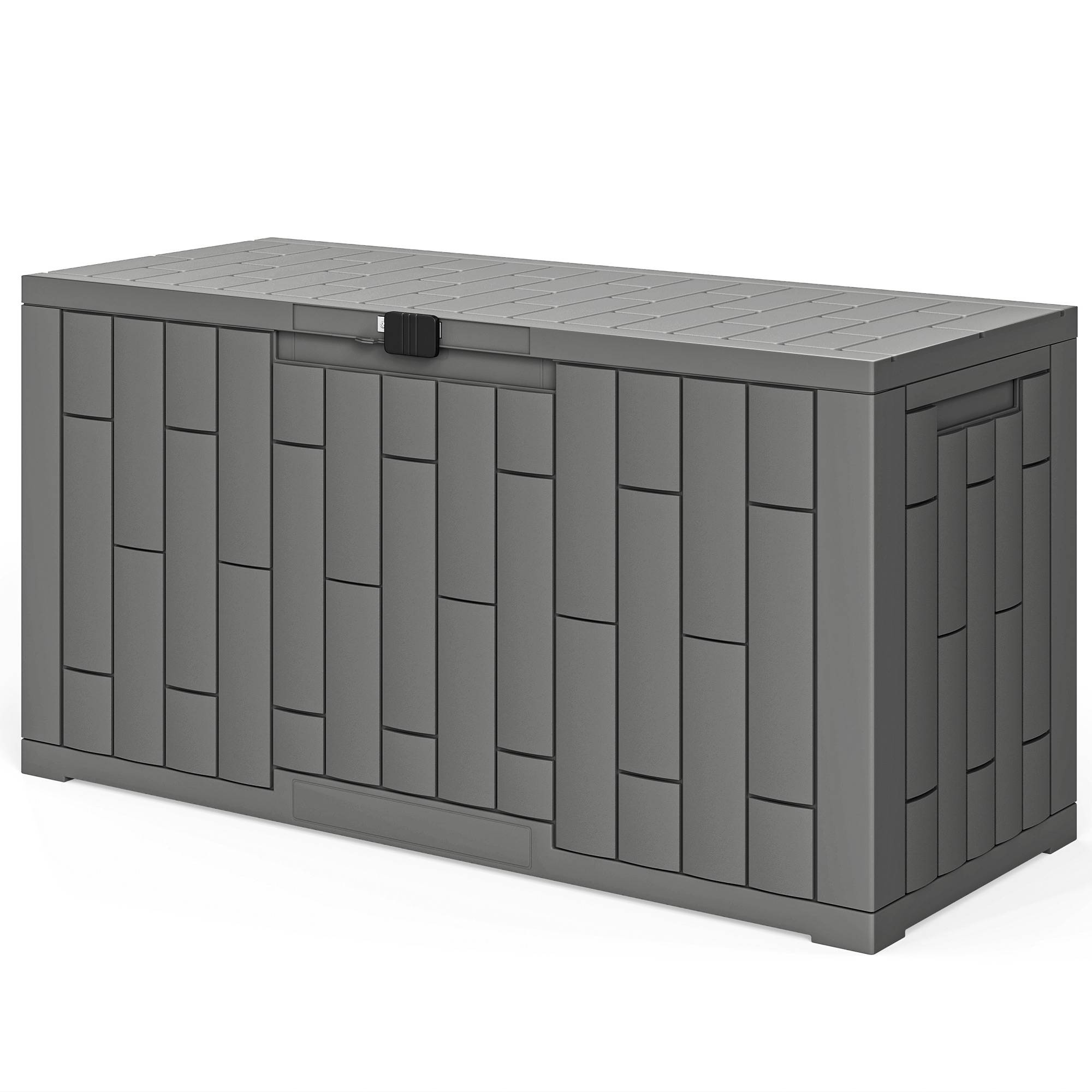 Coffre de jardin 227L résine effet bois gris terrasse étanche 106x43x54cm - ComfortXL Outdoor Living - Image 2