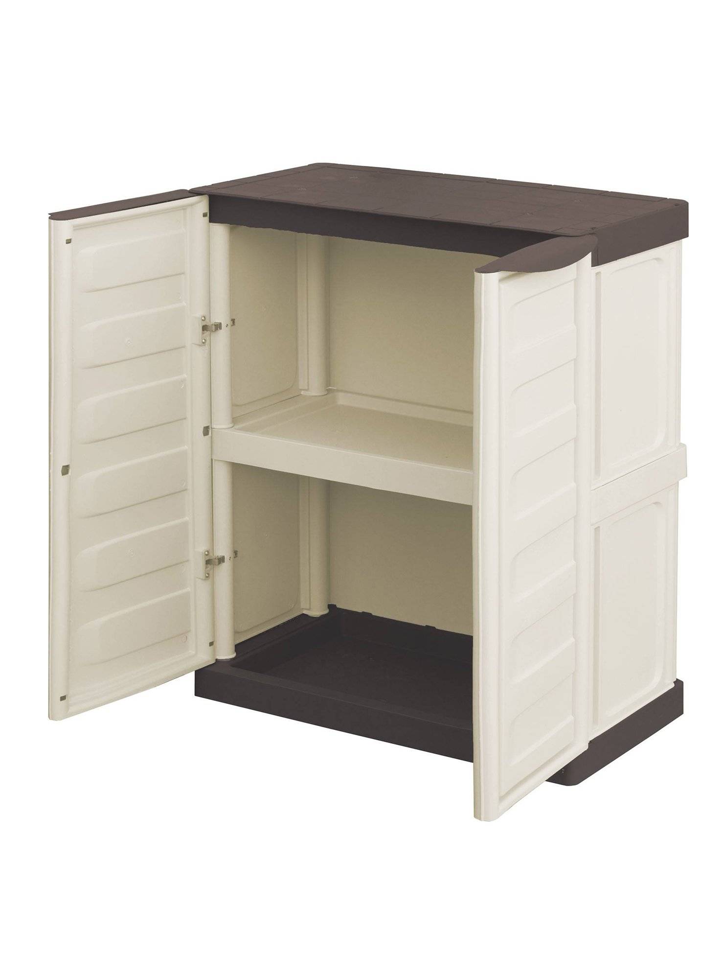 Dmora - Armoire d'extérieur Dambrosi, Armoire de balcon polyvalente, Mobilier d'extérieur avec 2 portes, Beige et Marron, 70x39h86 cm, Finition rayée - Dmora - Image 6