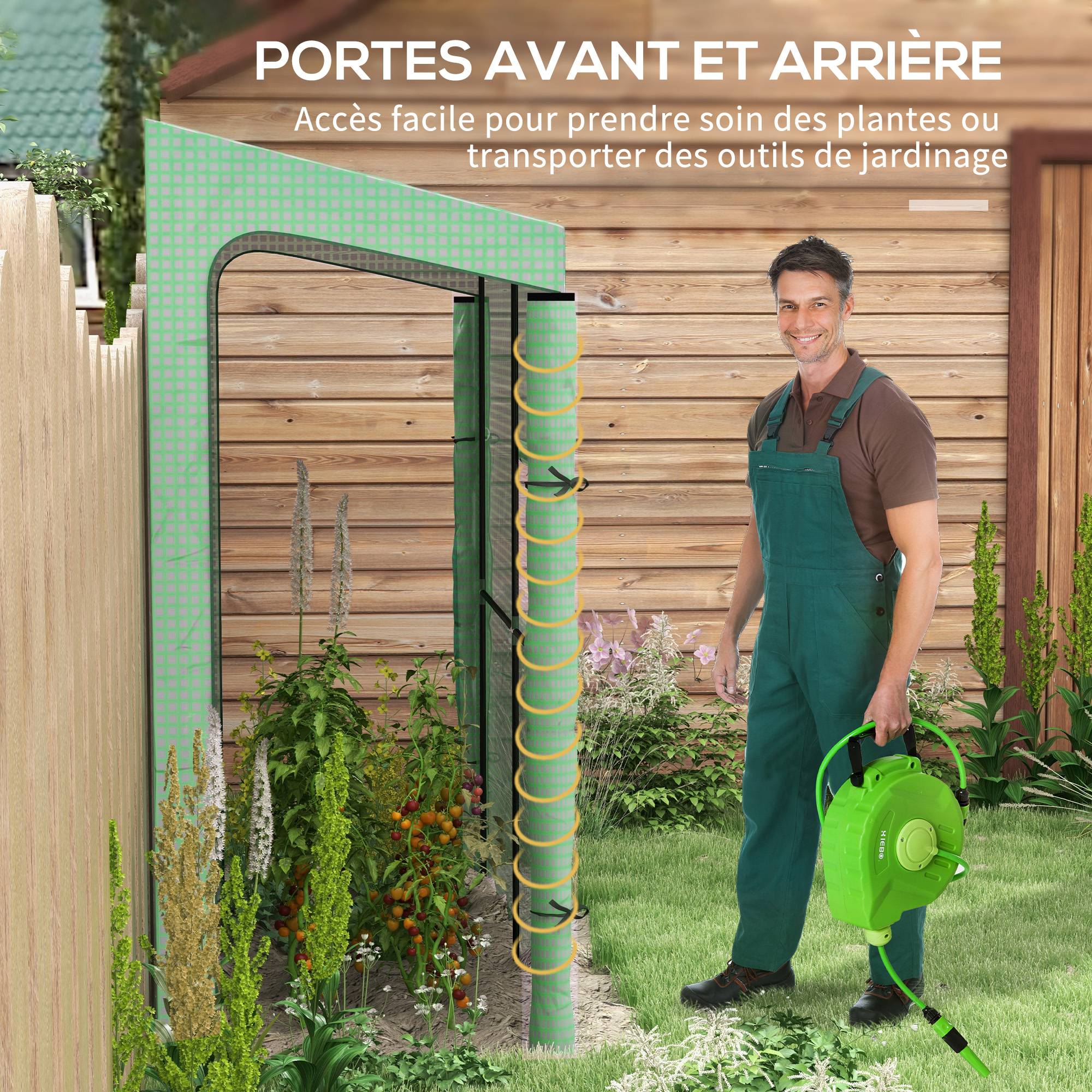 Sans Marque - Serre adossée tomates 200x80x200/180 cm 2 portes 1 fenêtre serre murale culture potager serre verte - Image 7