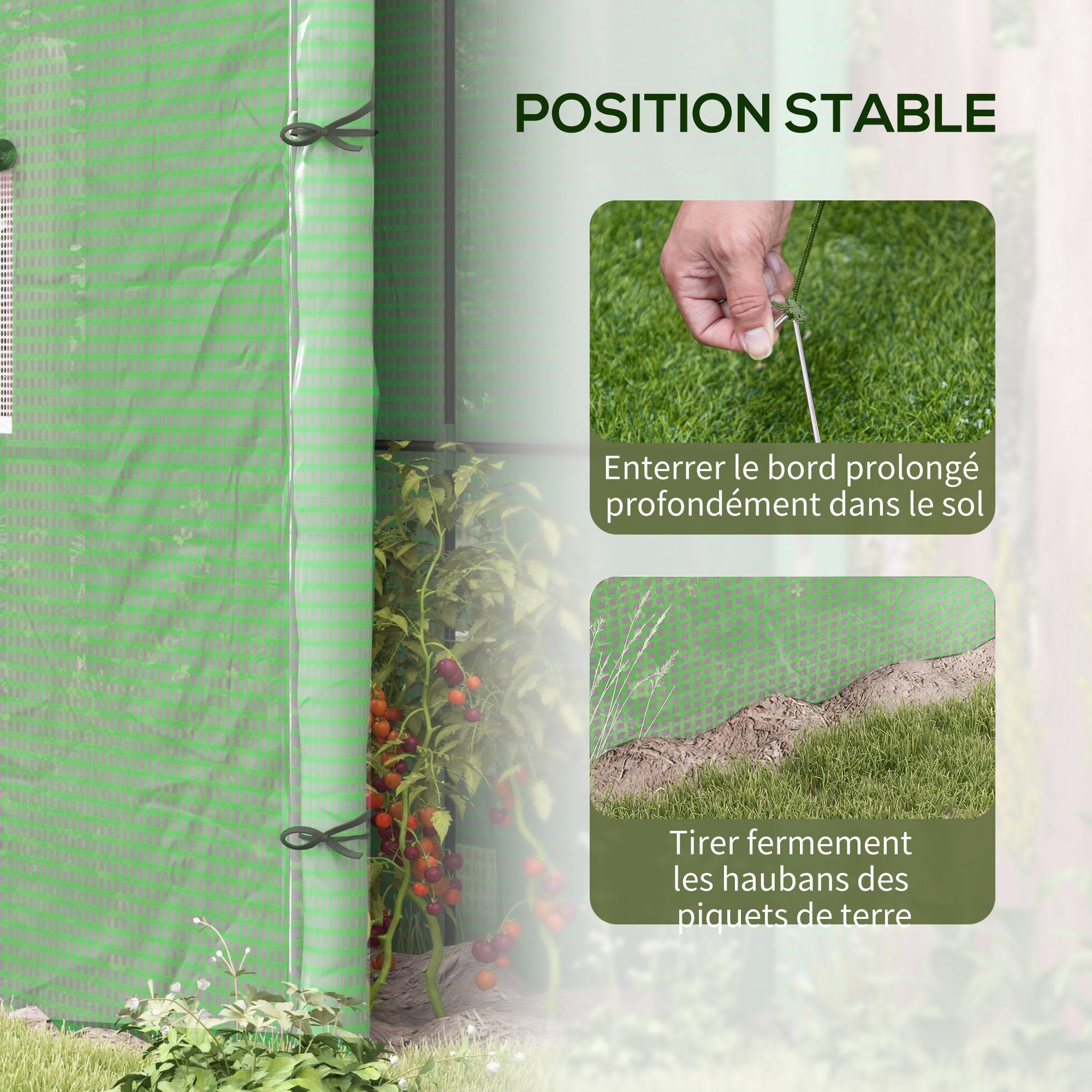 Sans Marque - Serre adossée tomates 200x80x200/180 cm 2 portes 1 fenêtre serre murale culture potager serre verte - Image 9