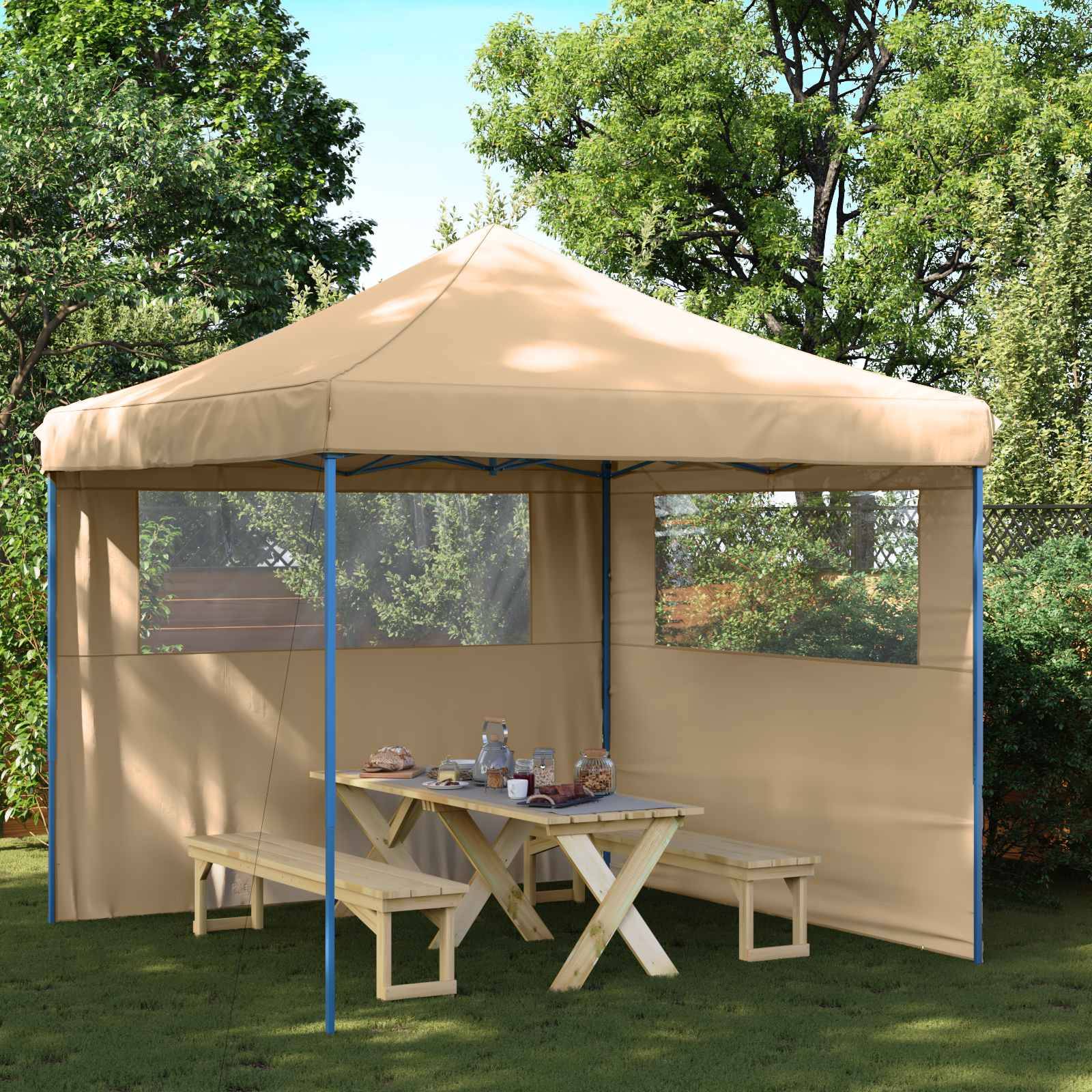ComfortXL - Tonnelle pliante carrée Oxford jardin abri soleil pluie 3x3m beige - ComfortXL Outdoor Living - Image 1