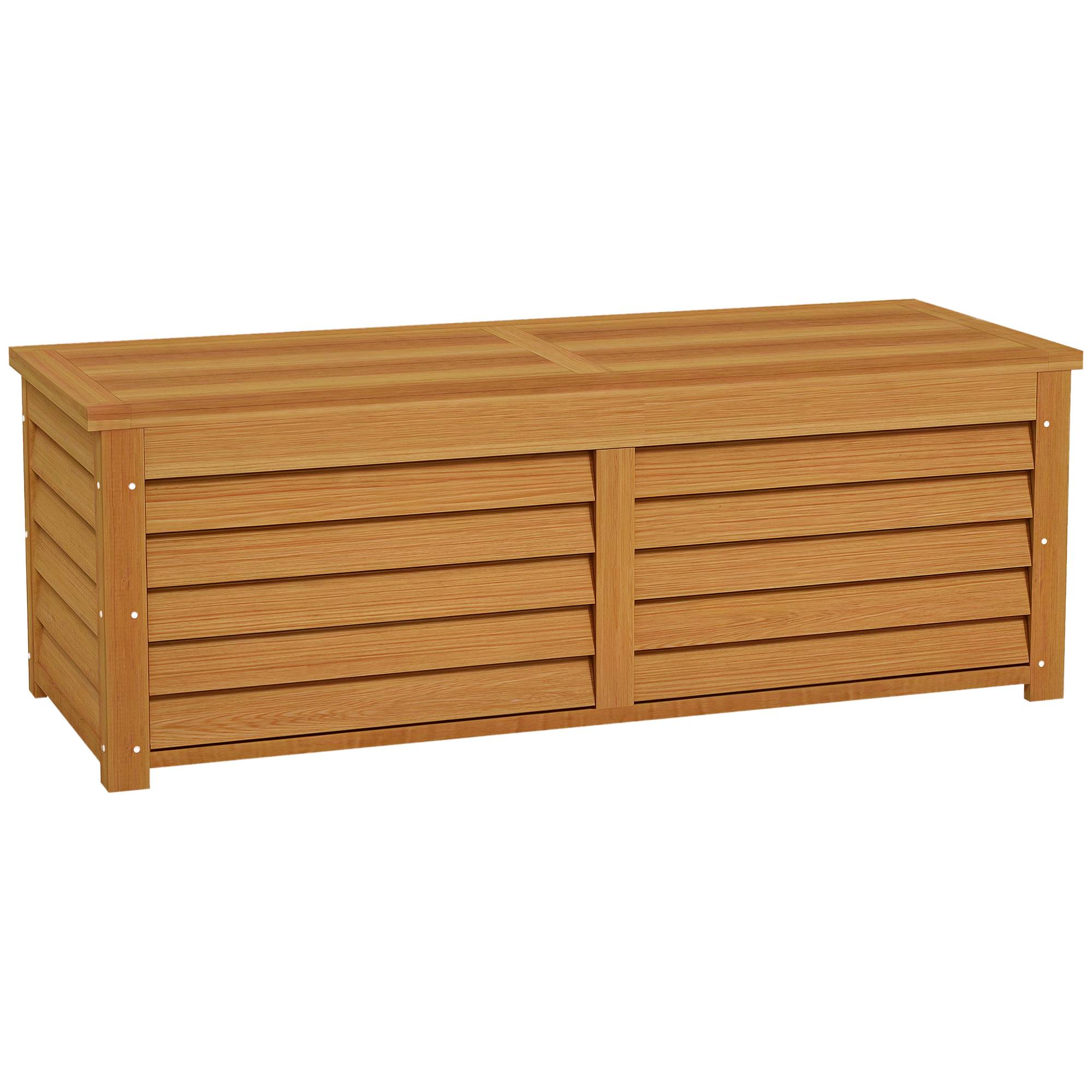 Coffre de rangement extérieur jardin 176L en bois avec poignée, dim. 130L x 50l x 45H cm - Image 1