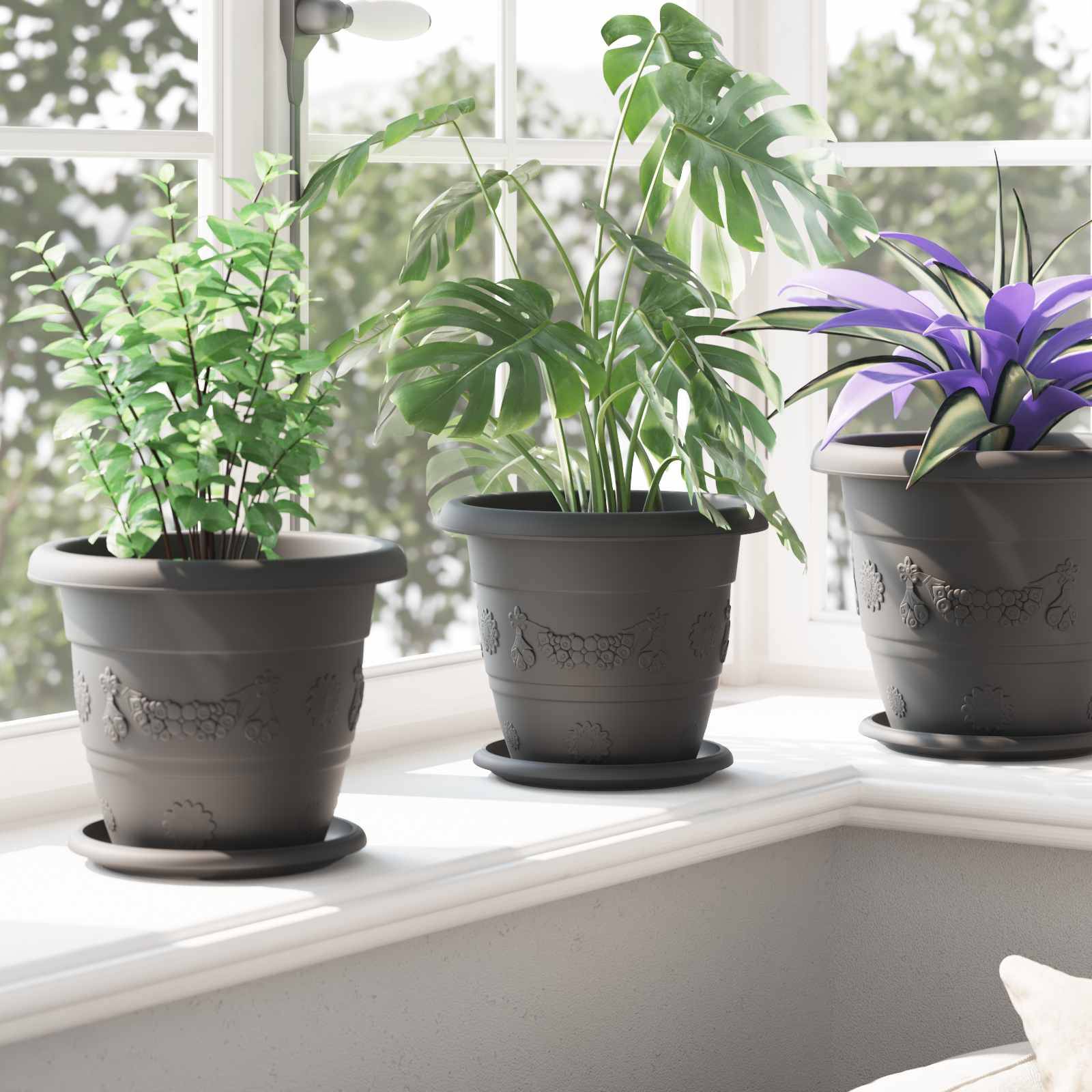 Pots de plantes plastique noir Ø 26 x 21.5 cm - PANGIVO - Image 4