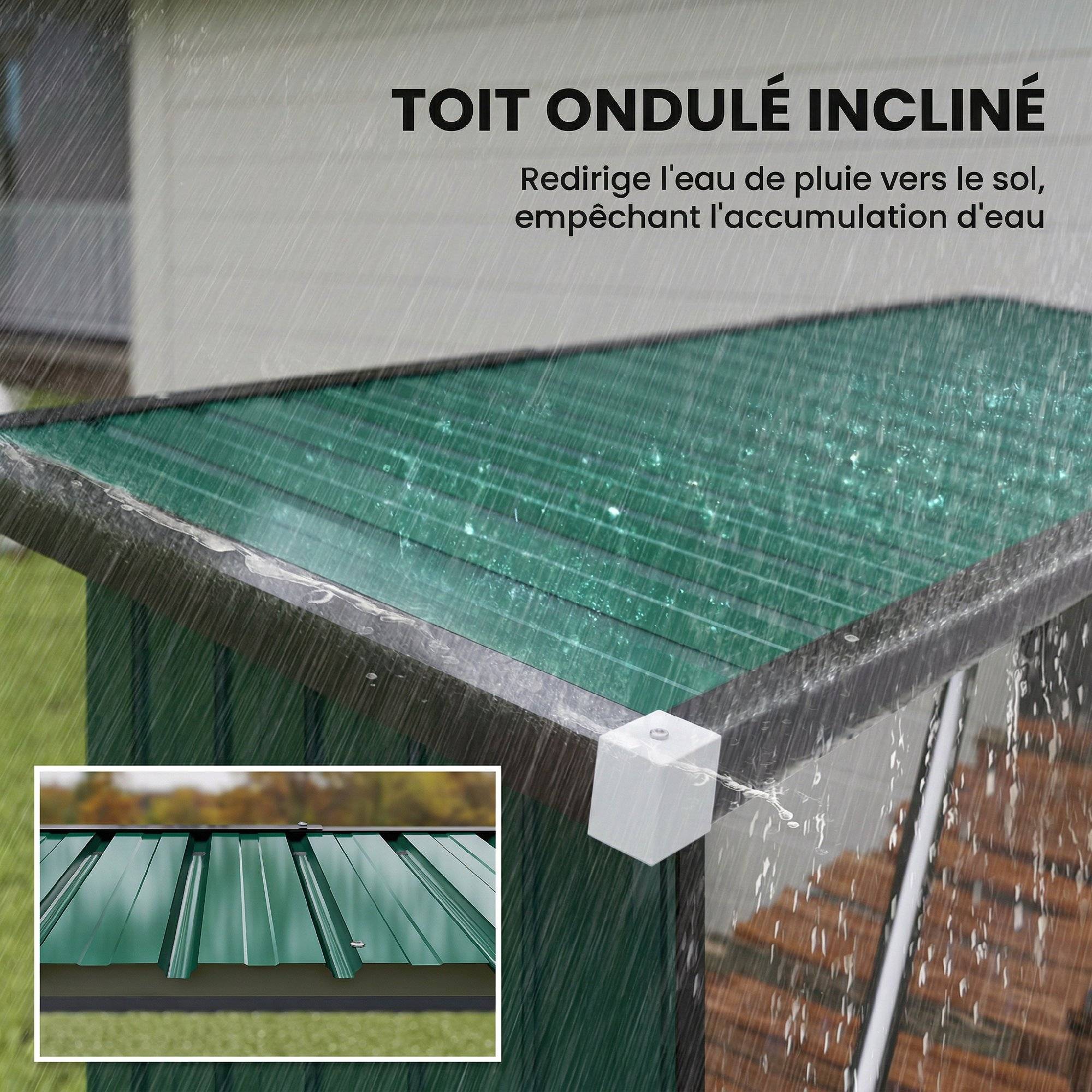 Abri-Bûches Extérieur Acier Galvanisé Rangement Bois Chauffage Toit 213x66x150cm Vert - ComfortXL Outdoor Living - Image 8