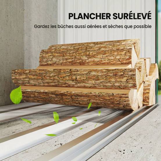 Abri-Bûches Extérieur Acier Galvanisé Rangement Bois Chauffage Toit 213x66x150cm Vert - ComfortXL Outdoor Living - Image 7