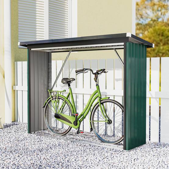Abri-Bûches Extérieur Acier Galvanisé Rangement Bois Chauffage Toit 213x66x150cm Vert - ComfortXL Outdoor Living - Image 9