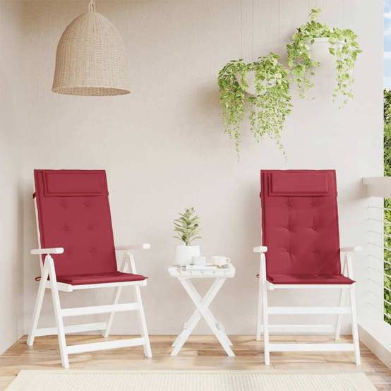 PANGIVO - Coussins de chaise à dossier haut polyester rouge bordeaux 120 x 50 x 3 cm, poids:1.3kg - PANGIVO - Image 1