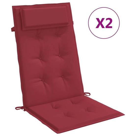 PANGIVO - Coussins de chaise à dossier haut polyester rouge bordeaux 120 x 50 x 3 cm, poids:1.3kg - PANGIVO - Image 2