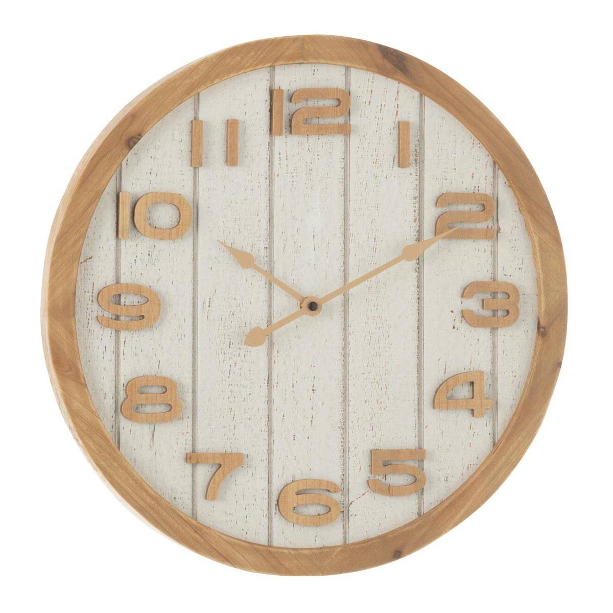 Horloge Murale en Bois "Beatriz" 40cm Blanc & Naturel
