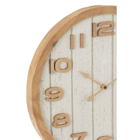 Horloge Murale en Bois "Beatriz" 40cm Blanc & Naturel - Image 2